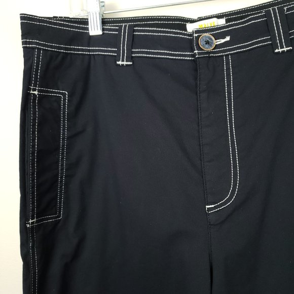 Anthropologie Maeve Barrel Wide Leg Cuffed Chino Pants Black Size 14 NWT - Picture 2 of 9